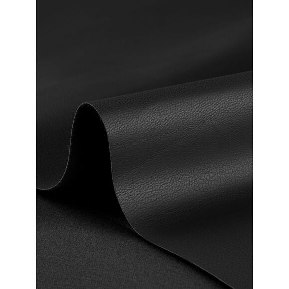 High Low Skirt Belted High Waist Side Button Decor Leather Skirt Black - Picture 5 of 6